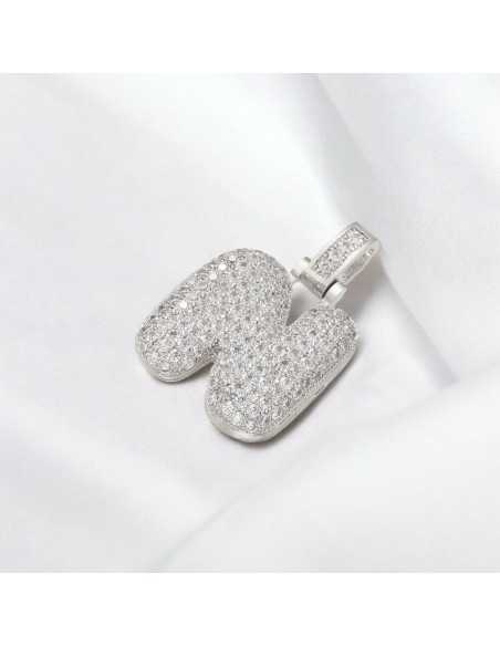 Pendente lettera N in ottone argento con zirconi 30mm 1pz Gioie d'Oriente