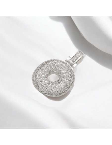 Pendente lettera O in ottone argento con zirconi 30mm 1pz Gioie d'Oriente