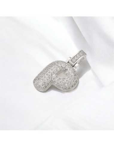 Pendente lettera P in ottone argento con zirconi 30mm 1pz Gioie d'Oriente