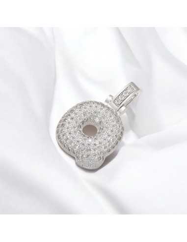 Pendente lettera Q in ottone argento con zirconi 30mm 1pz Gioie d'Oriente