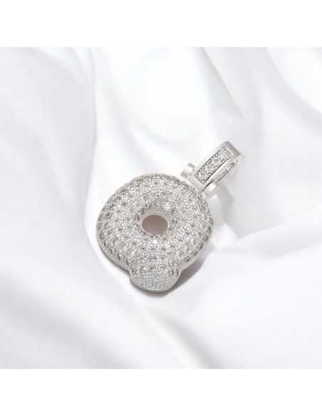 Pendente lettera Q in ottone argento con zirconi 30mm 1pz Gioie d'Oriente