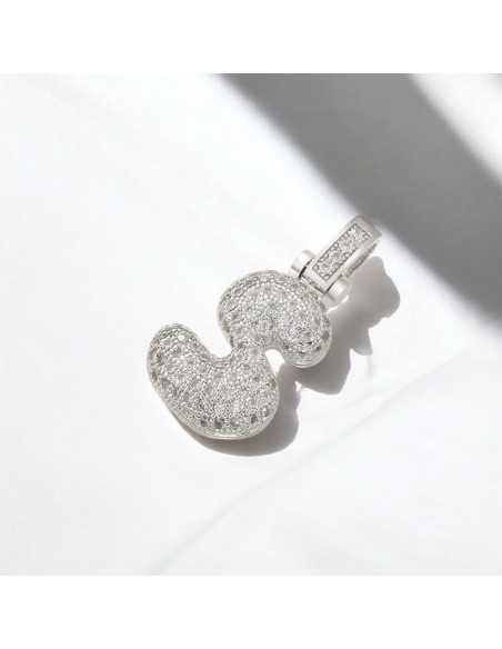 Pendente lettera S in ottone argento con zirconi 30mm 1pz Gioie d'Oriente