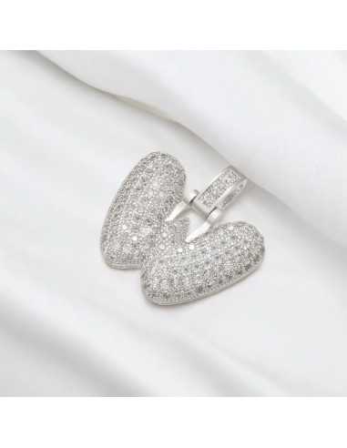 Pendente lettera W in ottone argento con zirconi 30mm 1pz Gioie d'Oriente
