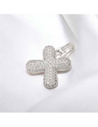 Pendente lettera X in ottone argento con zirconi 30mm 1pz Gioie d'Oriente