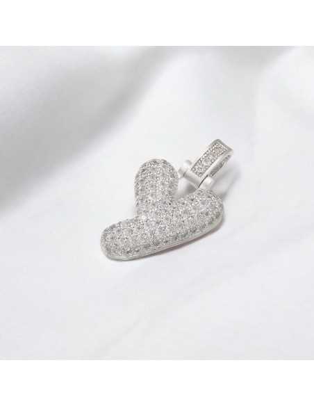 Pendente lettera Y in ottone argento con zirconi 30mm 1pz Gioie d'Oriente