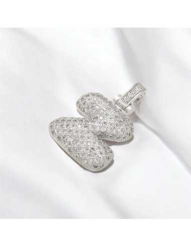 Pendente lettera Z in ottone argento con zirconi 30mm 1pz Gioie d'Oriente