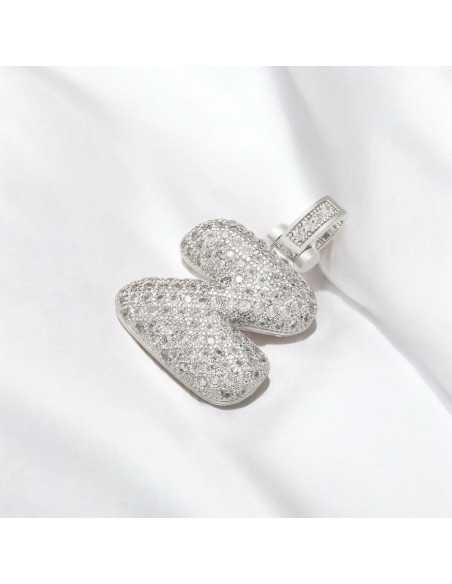 Pendente lettera Z in ottone argento con zirconi 30mm 1pz Gioie d'Oriente