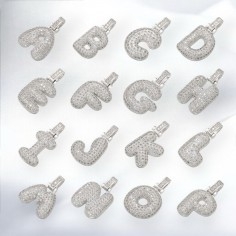 Pendente lettera iniziale in ottone argento con zirconi 30mm 1pz Gioie d'Oriente