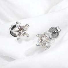 Orecchini perno stella trasparente argento925 8mm