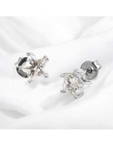 Orecchini perno stella trasparente argento925 8mm