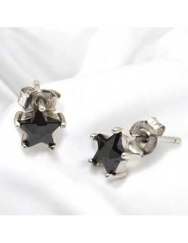 Orecchini perno a stella con cristallo nero in argento 925% da 7 mm