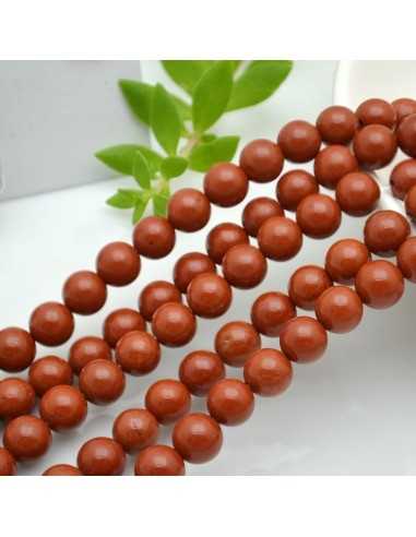 Filo 58 perline diaspro rosso tondo liscio 6mm |GDO