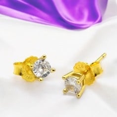 Orecchini in Argento 925 con Zircone trasparente 4mm colore Oro | GDO