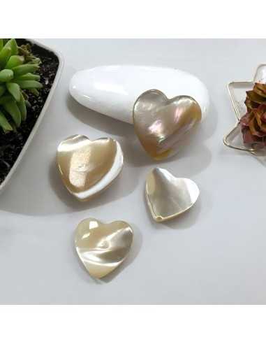 Perle madreperla cuore piatte foro passante 12mm e 15mm 2pz |GDO