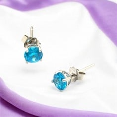 Orecchini in Argento925 con Zircone blu 4mm|GDO