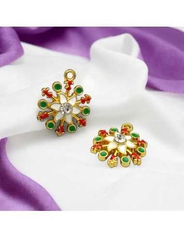 Ciondolo fiocco di neve in ottone smaltato 20x16mm 1pz Gioie d'Oriente