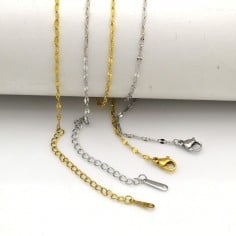 Base collana con maglie ovali piatte in Acciaio 1.8x3.8mm 40cm + 5cm | GDO