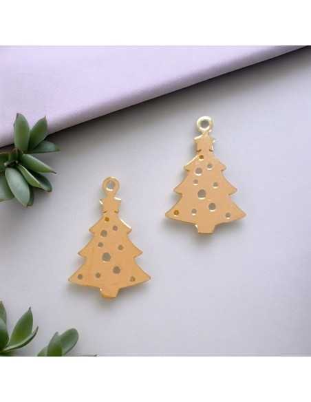 Ciondolo albero di Natale in acciaio inossidabile oro rosa 14x20 mm 1pz Gioie d'Oriente