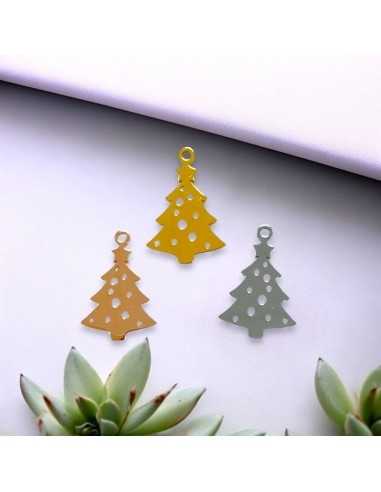 Ciondolo albero di Natale in acciaio inossidabile 14x20 mm 1pz colori vari Gioie d'Oriente
