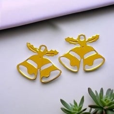 Ciondolo campane di Natale in acciaio inossidabile 15x12 mm 1pz colori vari Gioie d'Oriente 2