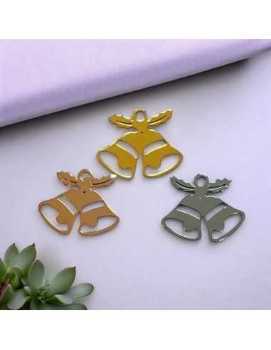 Ciondolo campane di Natale in acciaio inossidabile 15x12 mm 1pz colori vari Gioie d'Oriente
