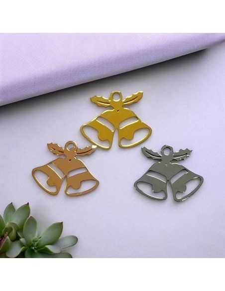 Ciondolo campane di Natale in acciaio inossidabile 15x12 mm 1pz colori vari Gioie d'Oriente