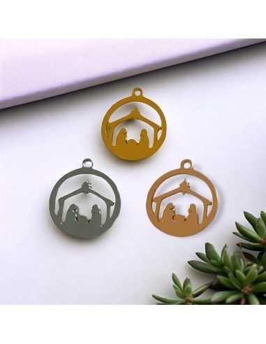 Ciondolo Presepe di Natale in Acciaio Inossidabile 15x17mm 1pz | GDO
