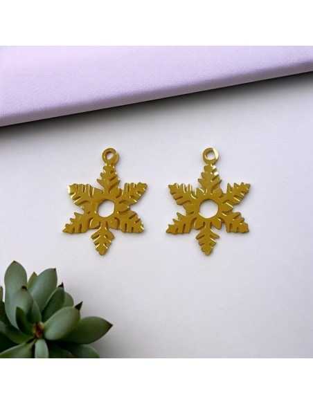 Ciondolo fiocco di neve in acciaio inossidabile oro 14x19 mm 1pz Gioie d'Oriente
