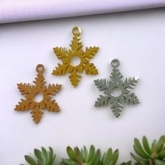 Ciondolo fiocco di neve in acciaio inossidabile 14x19 mm 1pz colori vari Gioie d'Oriente
