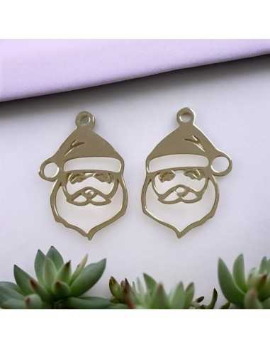 Ciondolo Babbo Natale in acciaio inossidabile rodio 13x19 mm 1pz Gioie d'Oriente