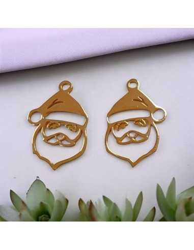 Ciondolo Babbo Natale in acciaio inossidabile oro rosa 13x19 mm 1pz Gioie d'Oriente