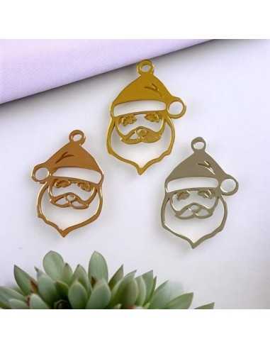 Ciondolo Babbo Natale in acciaio inossidabile 13x19 mm 1pz colori vari Gioie d'Oriente
