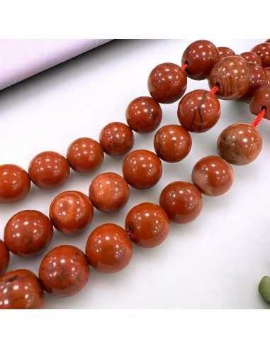 Filo di pietra dura Diaspro rosso tondo liscio 12mm 30pz | GDO