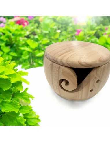 Ciotola Porta Fili Legno Intagliata 17x8cm per Maglia Uncinetto |GDO