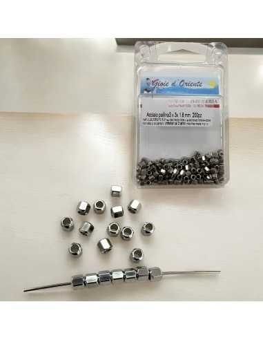 Maxi confezione 200pz distanziatori tondi sfaccettati 3.4mm foro1.8mm acciaio |GDO