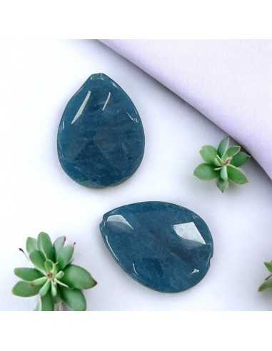 Giada tormalina petrolio goccia piatta sfaccettata 30 x 40 mm 1pz Gioie d'Oriente