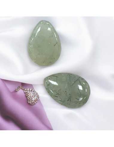 Goccia piatta prehnite liscia 18 x 25 mm 1pz Gioie d'Oriente
