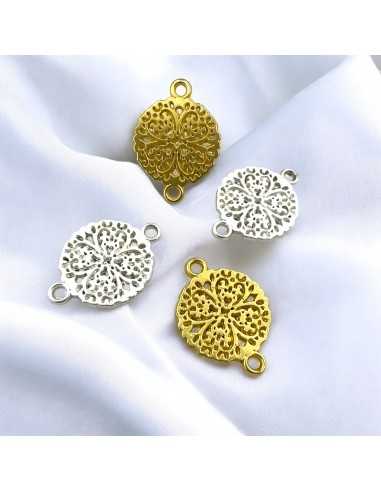 Connettori tondi quadrifoglio Zama oro/argento 18x13mm |GDO