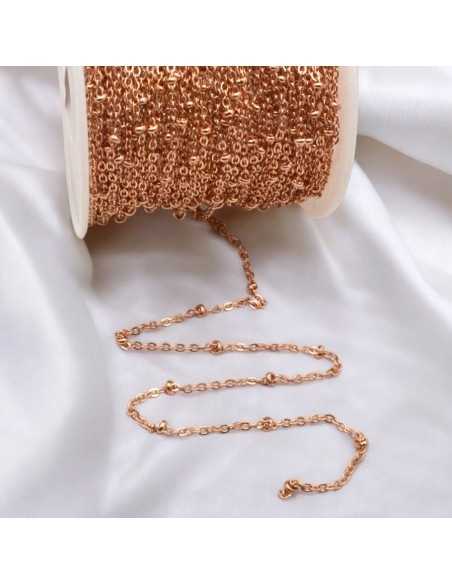 Catena Acciaio con Anelli Saldati Ovali 2.5mm Colore Argento Oro Rosa 1mt | GDO