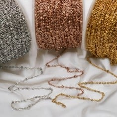 Catena Acciaio con Anelli Saldati Ovali 2.5mm Colore Argento Oro Rosa 1mt | GDO