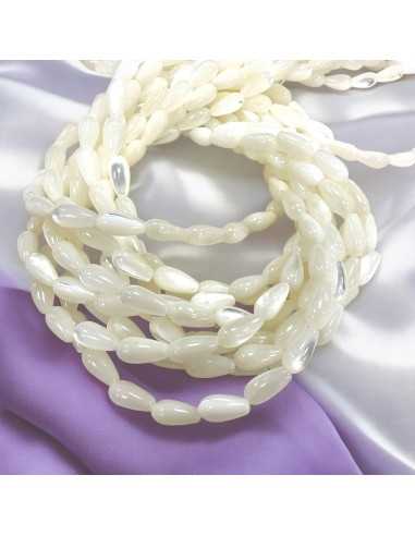 Madreperla bianca gocce 4x8mm filo40cm per bijoux |GDO