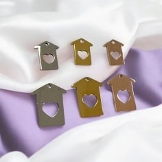 Ciondolo casa in acciaio inossidabile 10 x 14 mm e 14 x 16 mm 1pz colori vari Gioie d'Oriente