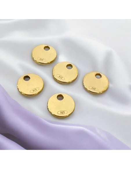 Ciondoli tondi marchio 925 in argento 925 placcato oro 6 mm 5pz Gioie d'Oriente