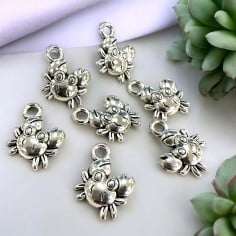 Ciondoli granchio in lega di metallo argento 11x15mm 10pz Gioie d'Oriente