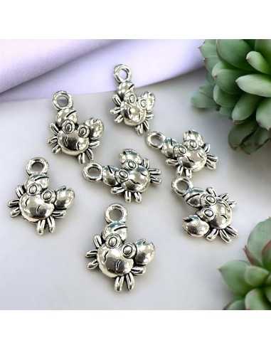 Ciondoli granchio in lega di metallo argento 11x15mm 10pz Gioie d'Oriente
