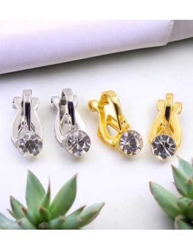 Base orecchini a clip in ottone con strass 5mm e anellina 2pz | GDO