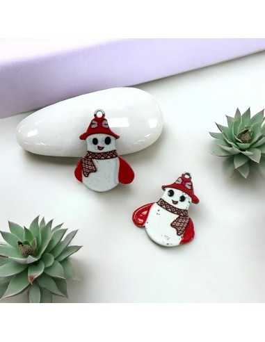 Ciondolo natalizio Pupazzo di neve in Acciaio smaltato 13x18mm 1pz | GDO