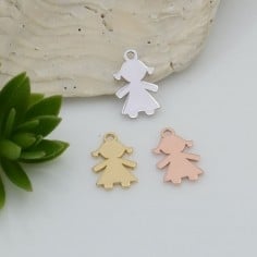 Ciondolo bimba in argento 925 rodiato 10 x 6 mm 1pz Gioie d'Oriente