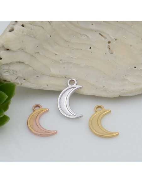 Ciondolo luna in argento 925 rodiato 8.5 x 5 mm 1pz Gioie d'Oriente