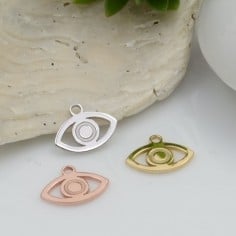 Ciondolo occhio greco in argento 925 rodiato 7 x 9 mm 1pz Gioie d'Oriente